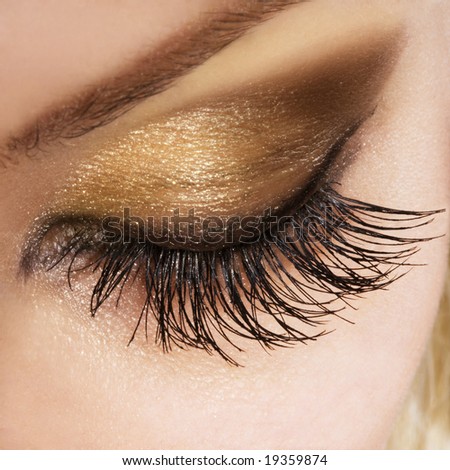 Woman eye with extremely long eyelashes