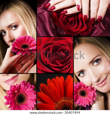 Collage of several photos for fashion and beauty industry
