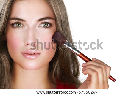 With look Look Photo Applying Natural for Perfect chinese Blusher Stock Makeup natural  Beauty makeup