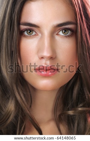 stock photo Beauty with perfect natural makeup look and long hair