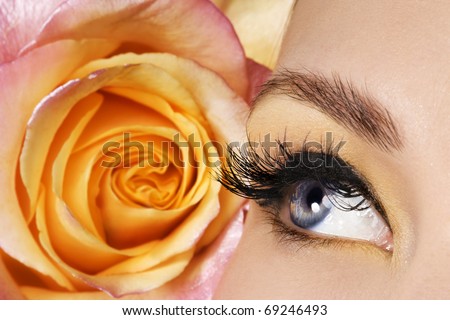 Woman eye and rose