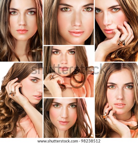 Collage of several photos for beauty industry