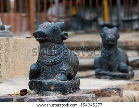 ancient sculpture of the Indian cow, Brihadishvara Temple, Tanjavur