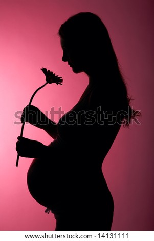 pregnant lady silhouette. of 33-weeks pregnant woman