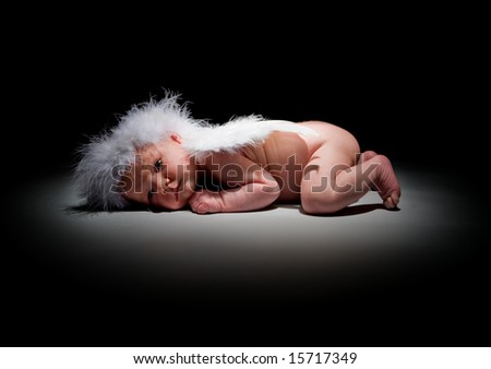 stock photo Baby Angel Newborn angel in light