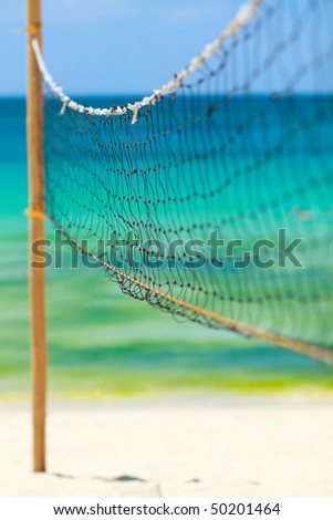 volleyball net and ball. of beach volleyball net