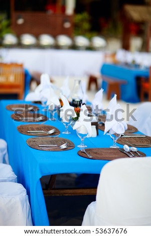 stock photo Table set for a wedding reception or party