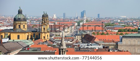 Panoramic photo of city center of Munich in Germany