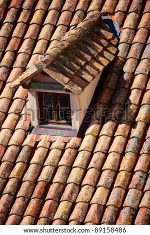 Close up of red tiles on roofs in Dubrovnik Croatia