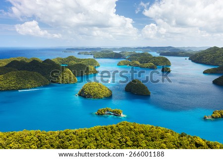 Beautiful view of Palau islands from above