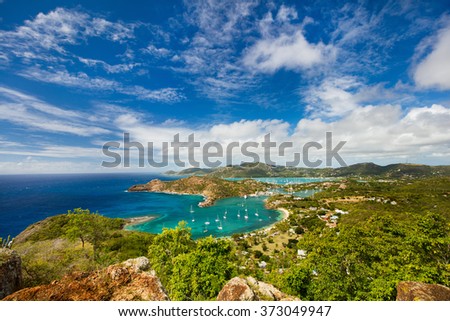 View of English Harbor in Antigua from Shirley Heights