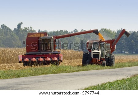 Picking corn and transferring to a wagon