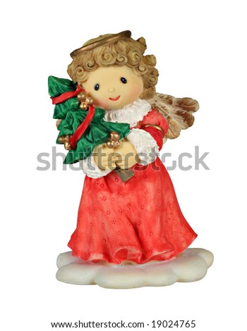Christmas angel figurine isolated on a white background