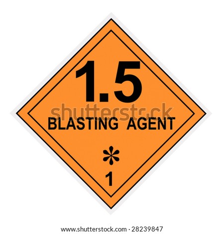 United States Department of Transportation blasting agent warning label isolated on white