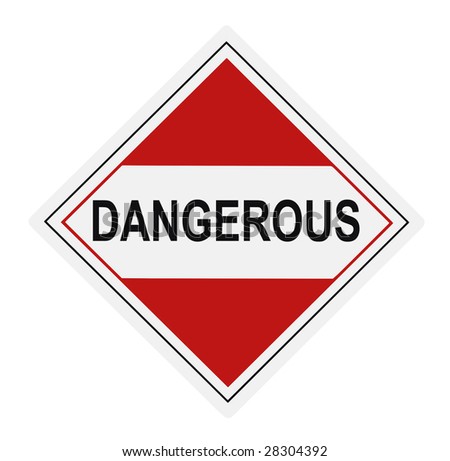 United States Department of Transportation dangerous warning label isolated on white