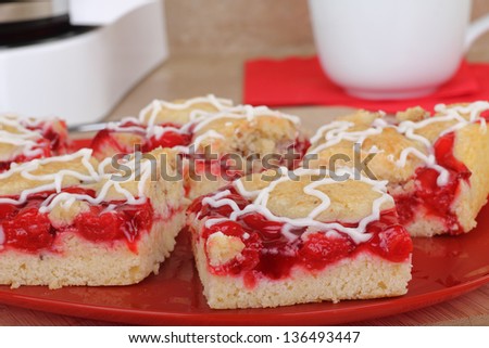 Cherry fruit bars on a serving platter