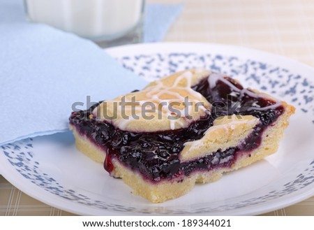 Blueberry fruit bar dessert on a plate