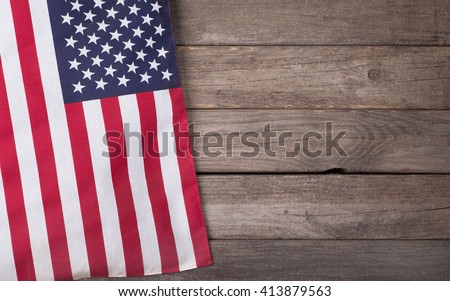 United States of America flag on a wooden background