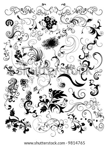 Free Stock Vector on Set Of Floral Elements Vector   Stock Vector