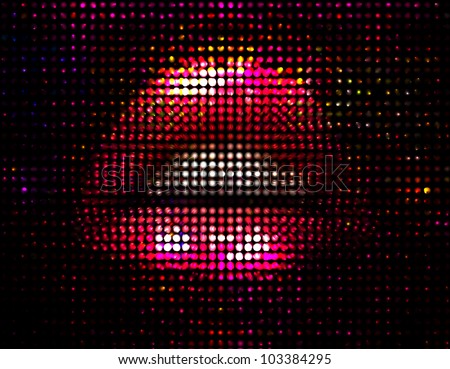 Nightlife fashion vector illustration of sexy mosaic lips over glittering background
