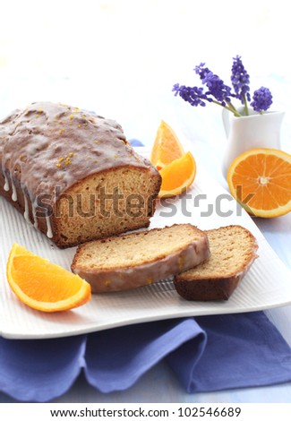 Orange cake on a platter
