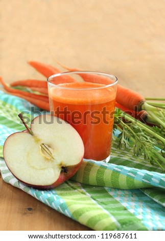 Glass of apple and carrot juice