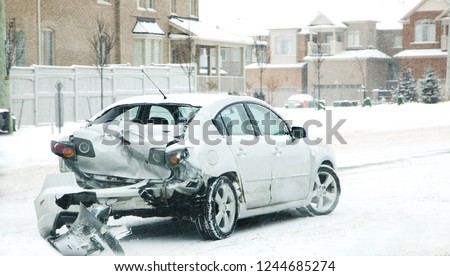 Car accident in winter. Danger of riding in the winter. Canada