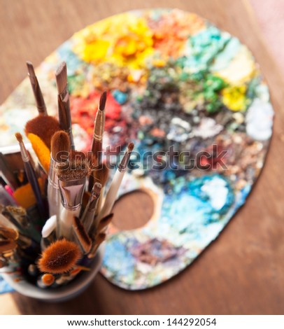 Art Paint Brushes and Palette