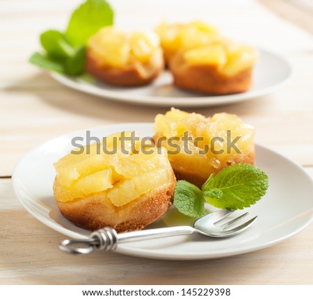 Individual pineapple upside-down cakes