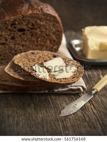 Fresh rye bread and butter