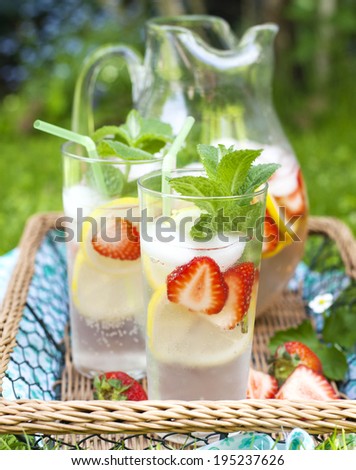 Strawberry lemonade. Selective focus