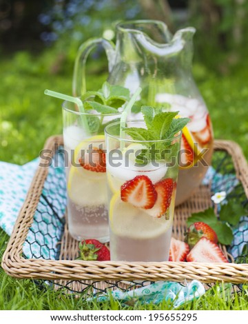 Strawberry lemonade. Selective focus