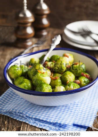 Glazed Brussels Sprouts with Whisky and Double-Smoked Bacon