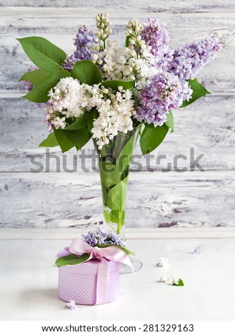 Lilac Bouquet in vase and gift box