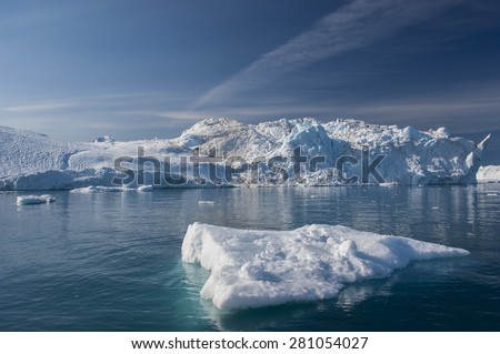 Giant Icebergs of Disko Bay near Illulisat, Greenland, a popular cruise destination