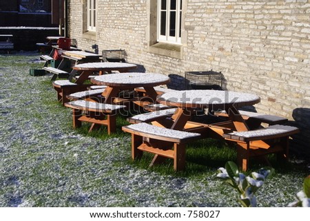 Pub garden in snow