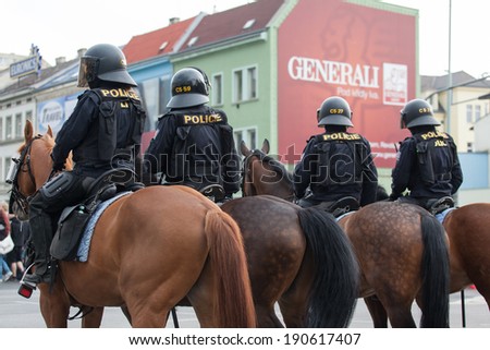 CZECH REPUBLIC: MAY 1, The Workers\' Party of Social Justice during a demonstration in Usti nad Labem in the Czech repbublic, May 1, 2014