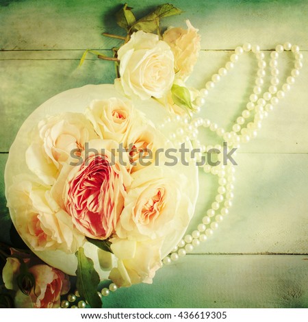 Fresh roses flowers with pearls