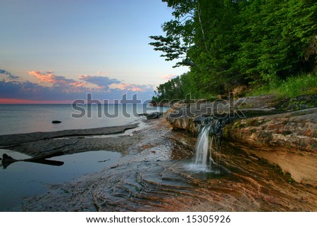 Miner\'s Beach Falls located in Picture Rocks National Lake Shore Michigan.