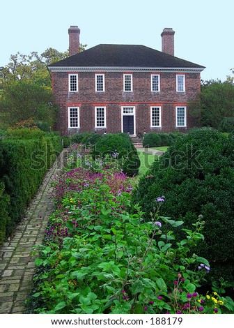 Colonial Home Backyard Garden