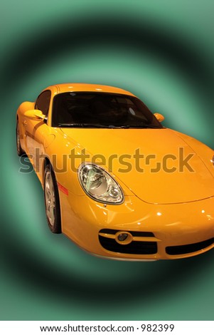 Yellow Sports Car With Gradient Background