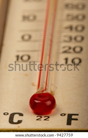Macro of an outdoor thermometer