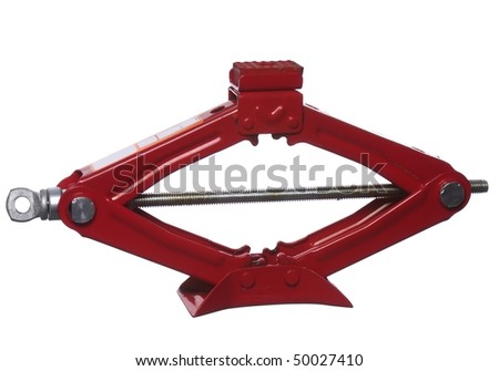 stock photo : Red scissor jack