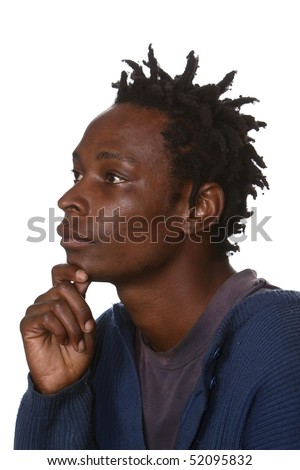 stock photo Young black man with dreadlocks hairstyle isolated
