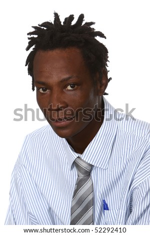 stock photo Young black business man with dreadlocks hairstyle