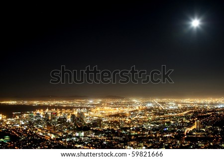 ĎÄŊĜЁЯÖÜ§ ĞÃМξŞ Stock-photo-cape-town-harbor-and-city-at-night-with-moon-in-the-sky-59821666