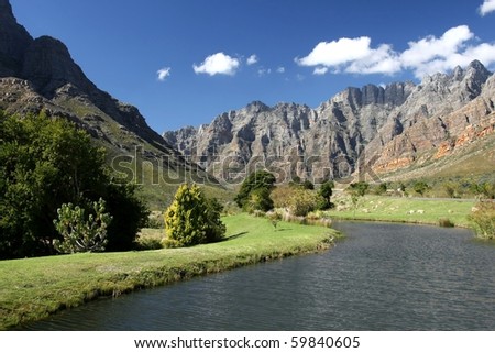 stock photo Beautiful scenery in the mountains of Du Toits Kloof pass in 