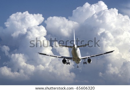 Airbus plane landing as storm is coming.