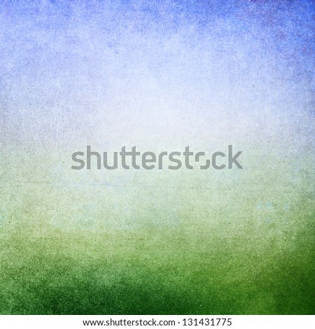 Abstract green blue background. Old paper texture. Faded central area for copy space.