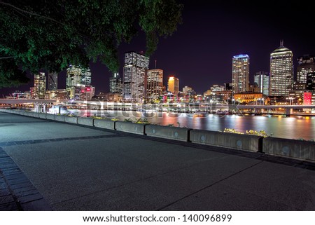 Brisbane - May 27: View Of Brisbane City From Southbank. Southbank Was Opened To The Public On 20 June 1992 On The Transformed Site Of Brisbane'S World Expo 88. 27 May, 2013 Brisbane, Australia